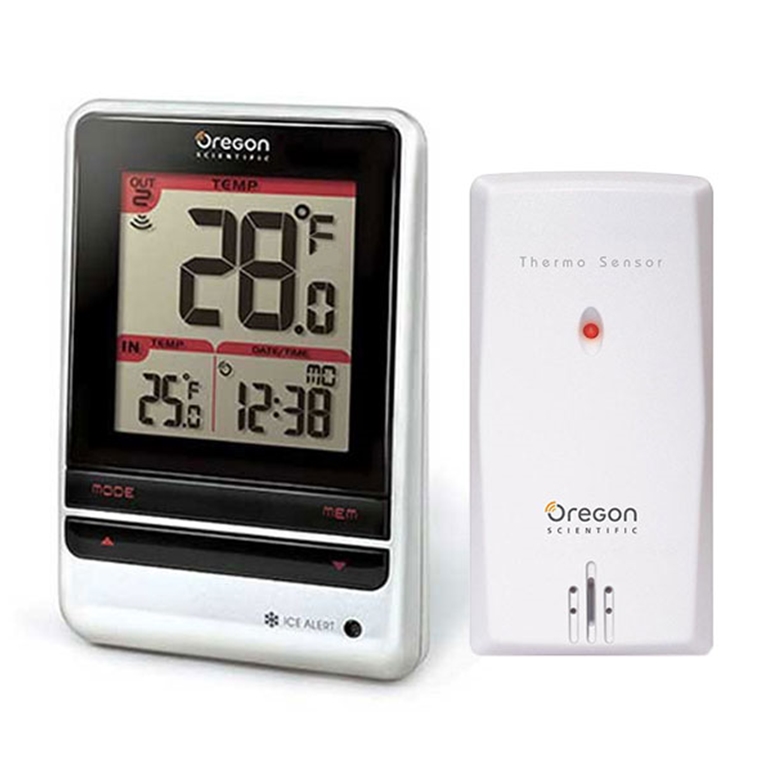  Oregon Scientific EMR201 Indoor/Outdoor Thermometer with  Wireless Remote and Blinking LED Ice Alert : Patio, Lawn & Garden