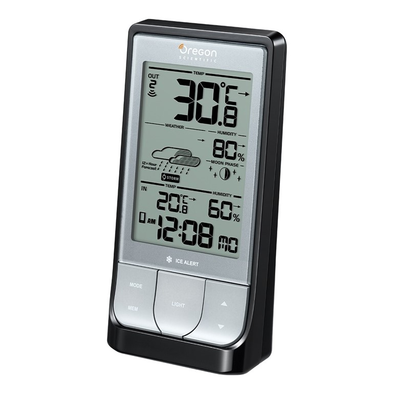  Oregon Scientific Wireless Indoor/Outdoor Thermometer with  Alarm Clock and Led Backlight Silver : Patio, Lawn & Garden