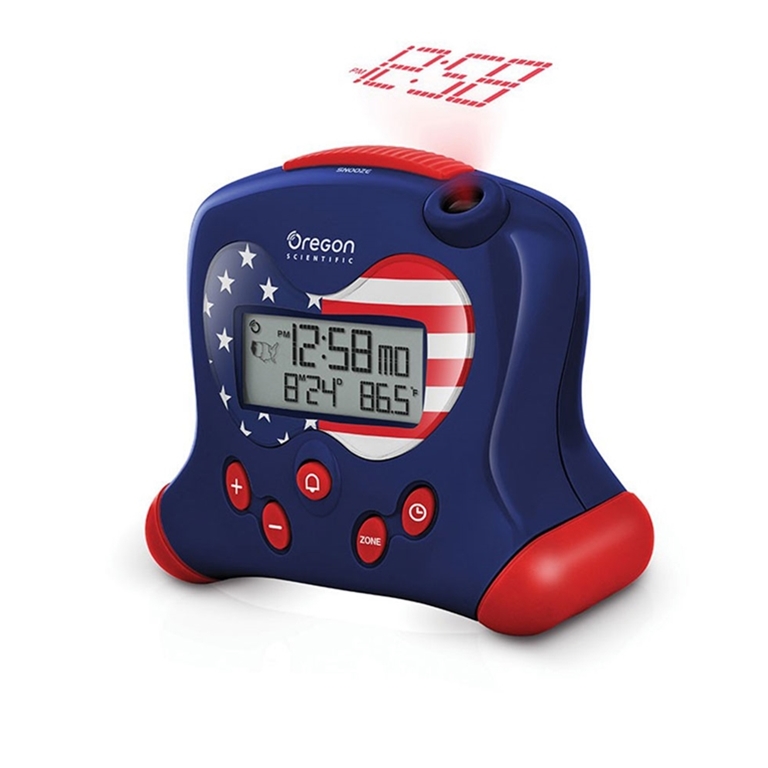 Oregon Scientific RM313PNFA-STS Hip & Cool Atomic Projection Clock with Indoor Temperature - Stars and Stripes